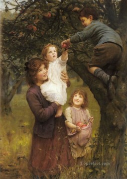 Recogiendo manzanas niños idílicos Arthur John Elsley impresionismo Pinturas al óleo
